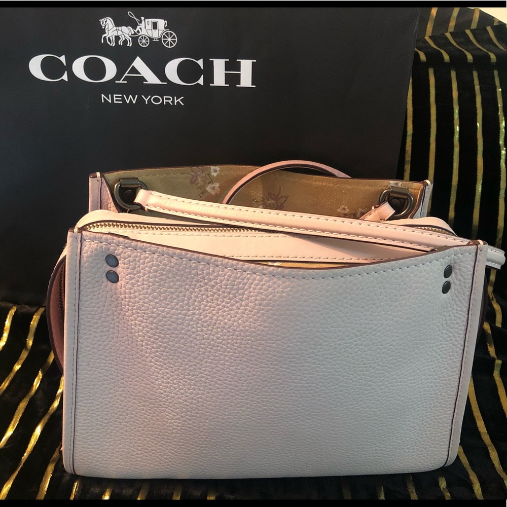Coach Rogue Ice frosty pink leather/suede floral